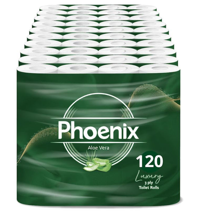 Phoenix Soft Aloe Vera Fragranced Quilted White 3 Ply Toilet Paper (120 Pack)