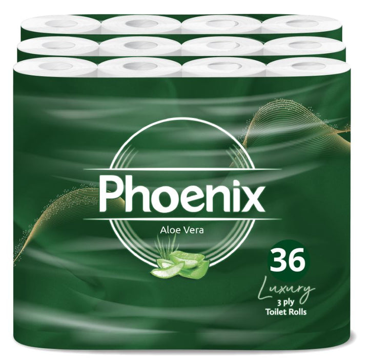 Phoenix Soft Aloe Vera Fragranced Quilted White 3 Ply Toilet Paper (36 Pack)