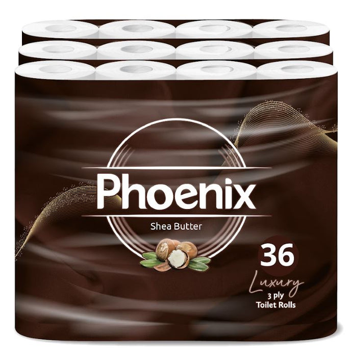 Phoenix Soft Shea Butter Fragranced Quilted White 3 Ply Toilet Paper (36 Pack)