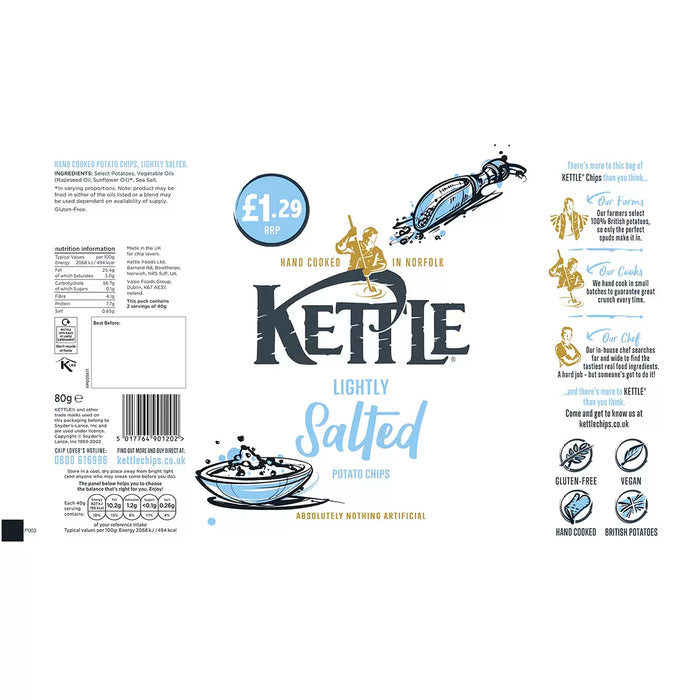 Kettle Hand Cooked Lightly Salted Chips 12 x 80g