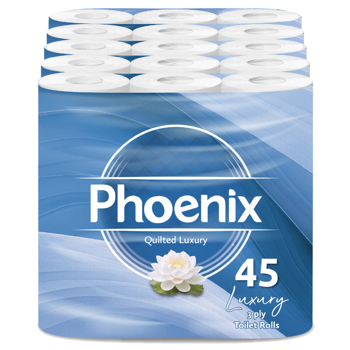 45 Roll Bulk Buy - Quilted 3 Ply White Non-Fragranced Toilet Rolls