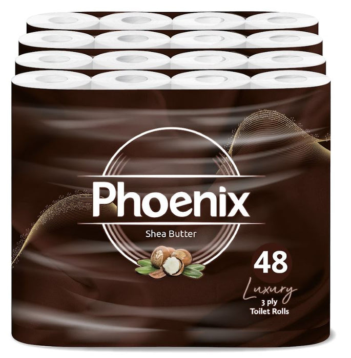 Phoenix Soft Shea Butter Fragranced Quilted White 3 Ply Toilet Paper (48 Pack)