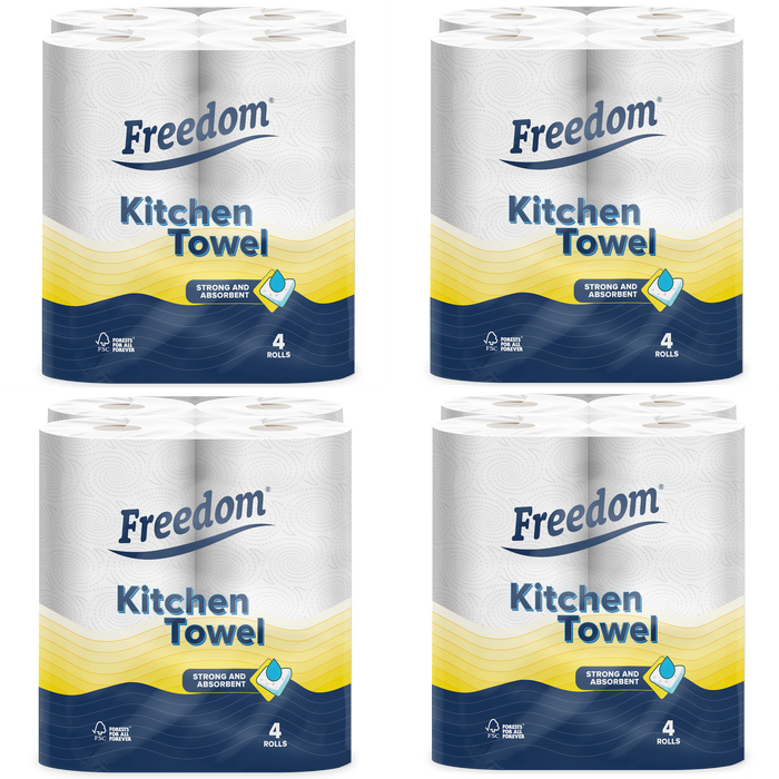 16 Rolls Freedom Super Strong and Absorbent Multi Purpose Kitchen Roll