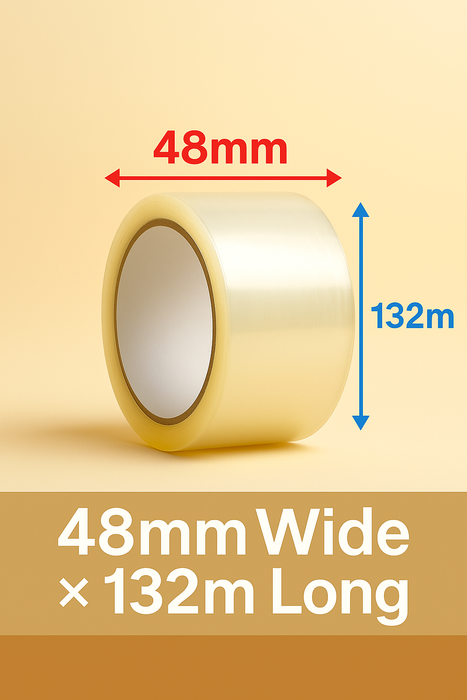 6 Pack Clear Packing Tape – 48mm x 132m Rolls for Packaging, Shipping & Storage