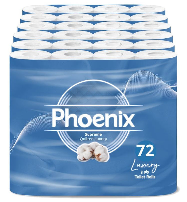 72 Roll Phoenix Soft Supreme Luxury Quilted 3 Ply Non-Fragranced Toilet Rolls