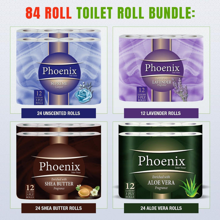 84 Rolls Variety Pack 3 Ply Toilet Rolls Mega Family Pack