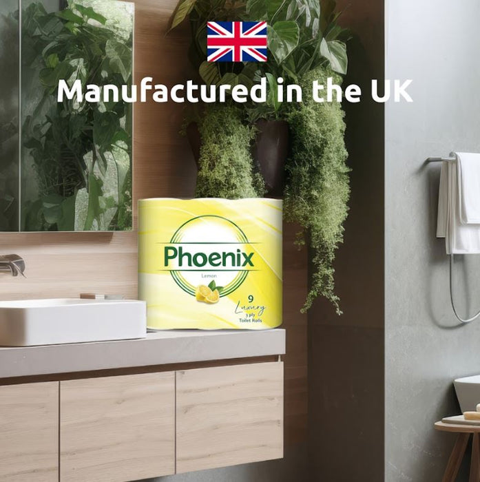 Phoenix 90 Toilet Rolls 3 Ply – Bulk Aloe Vera & Lemon Variety Pack, Soft, Strong & Fresh Bathroom Tissue