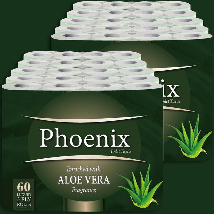 Phoenix Soft Aloe Vera Fragranced Quilted White 3 Ply Toilet Paper (120 Pack)