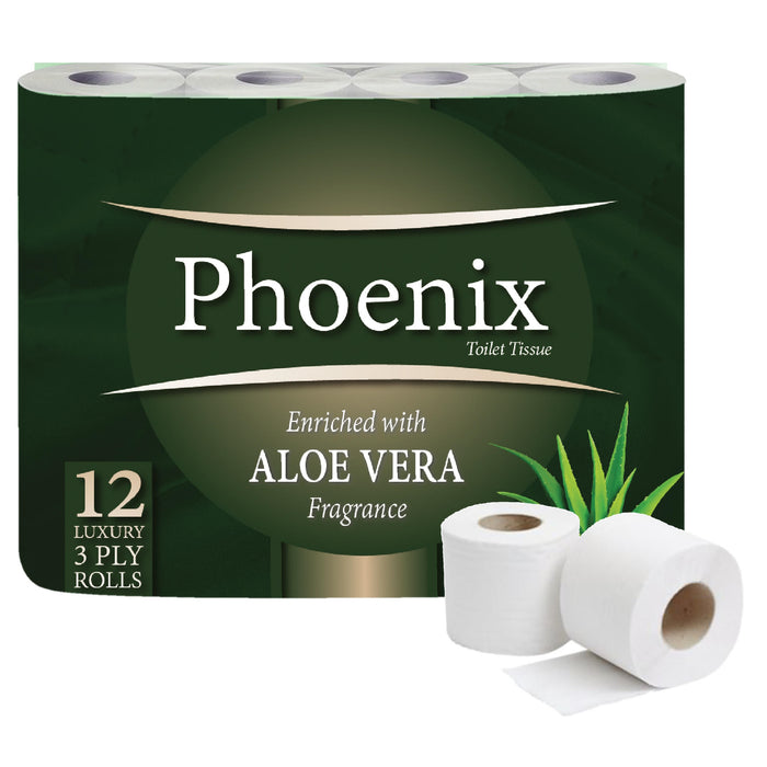 Phoenix Soft Aloe Vera Fragranced Quilted White 3 Ply Toilet Paper (12 Pack)