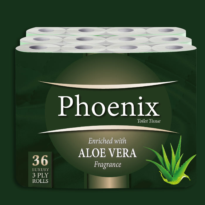 Phoenix Soft Aloe Vera Fragranced Quilted White 3 Ply Toilet Paper (36 Pack)