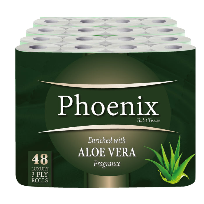 Phoenix Soft Aloe Vera Fragranced Quilted White 3 Ply Toilet Paper (48 Pack)