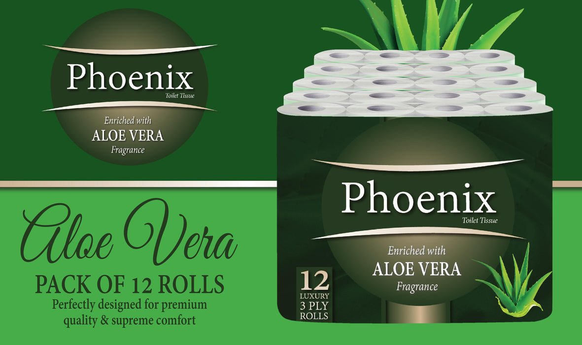 Phoenix Soft Aloe Vera Fragranced Quilted White 3 Ply Toilet Paper (12 Pack)