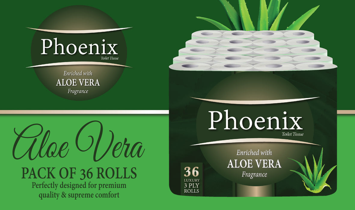 Phoenix Soft Aloe Vera Fragranced Quilted White 3 Ply Toilet Paper (36 Pack)