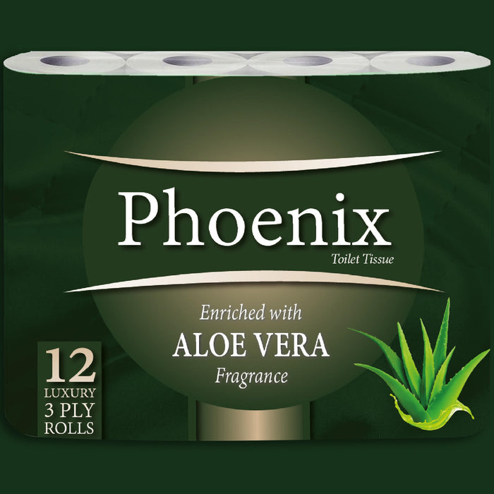 Phoenix Soft Aloe Vera Fragranced Quilted White 3 Ply Toilet Paper (12 Pack)