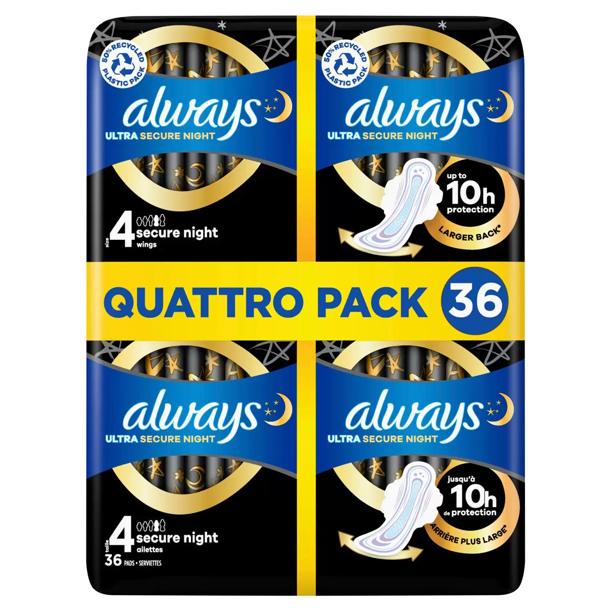 Always Ultra Night Quattro Packs, 36 Pack — Alta Essentials