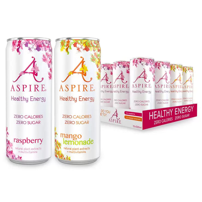 Aspire Mango Lemonade and Raspberry, 12 x 330ml