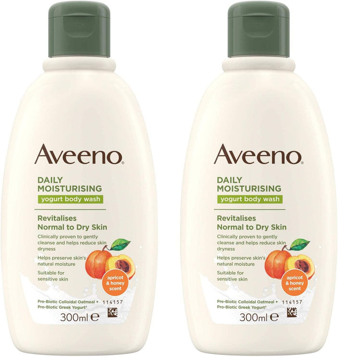 Aveeno Daily Moisturising Body Wash Apricot & Honey, 2 x 300ml