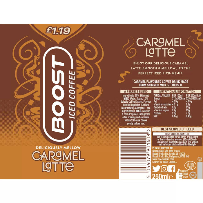 Boost Caramel Latte 12 x 250ml