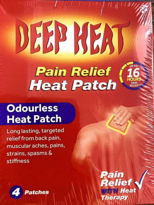 Deep Heat Odourless Patch Muscle XL Back Pads Pain Relief -Pack of 2 x 4 Patches