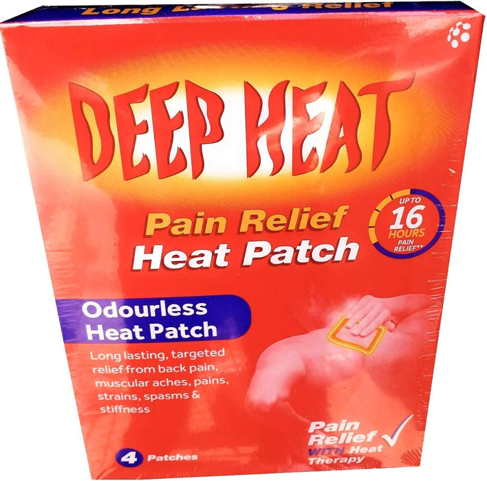 Deep Heat Odourless Patch Muscle XL Back Pads Pain Relief -Pack of 2 x 4 Patches