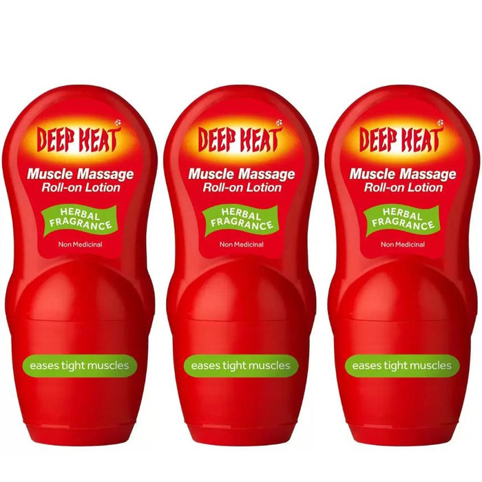 Deep Heat Muscle Massage Roll-on Lotion, 3 x 50ml