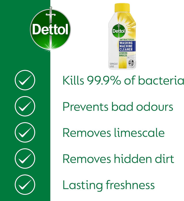 Dettol Lemon Breeze Washing Machine Cleaner, 250 ml, Pack of 3