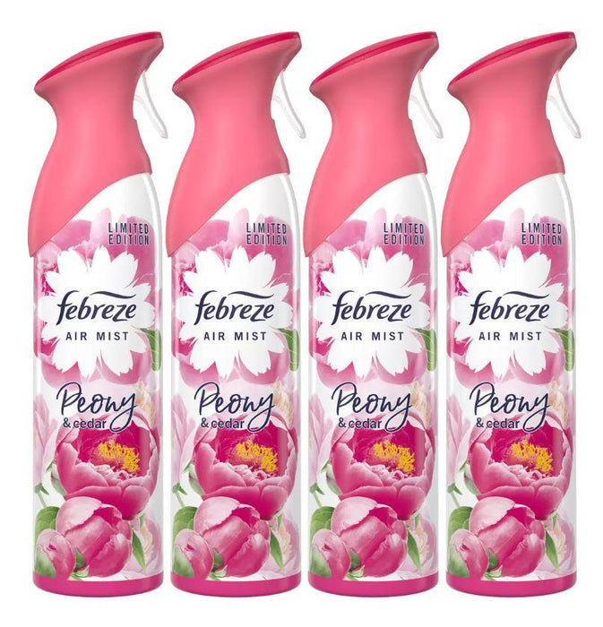 Febreze Air Mist Limited Edition Peony & Cedar Scent 4 x 185ml