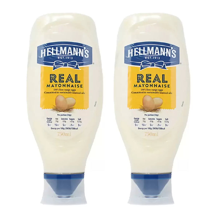 Hellmann's Real Squeezy Mayonnaise, 2 x 750ml