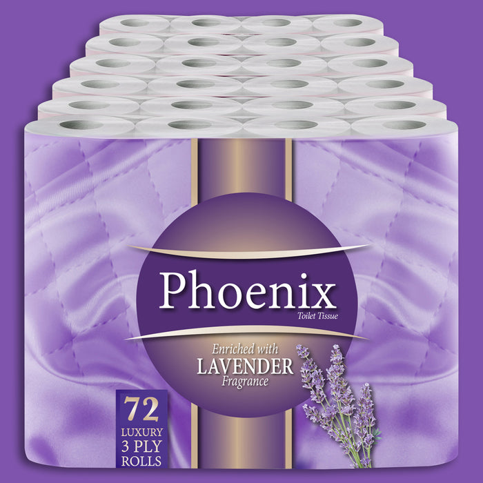 72 Roll Bulk Buy Quilted 3 Ply Lavender Fragranced Toilet Rolls