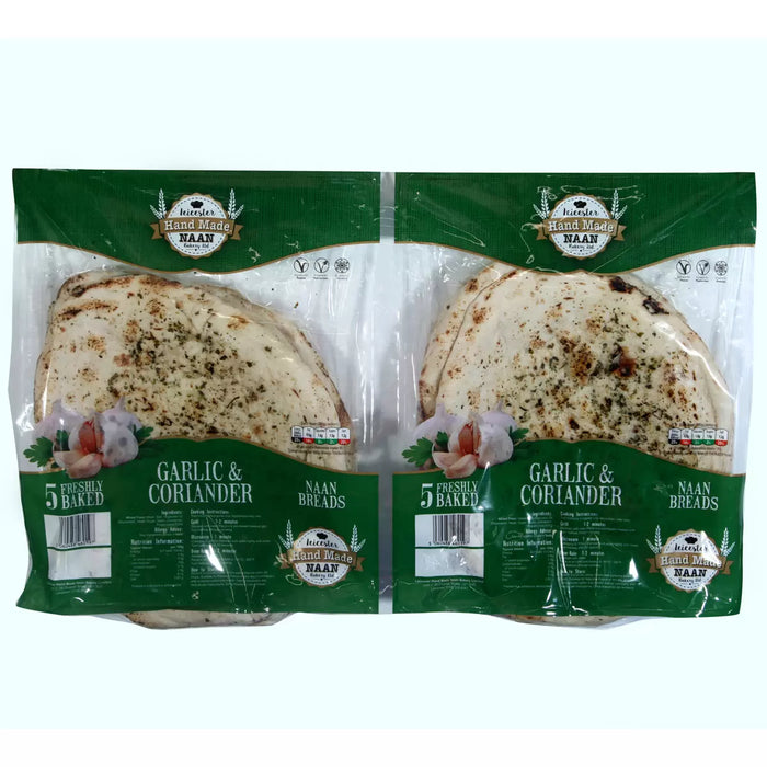 Leicester Handmade Garlic & Coriander Naans, 2 x 5 Pack