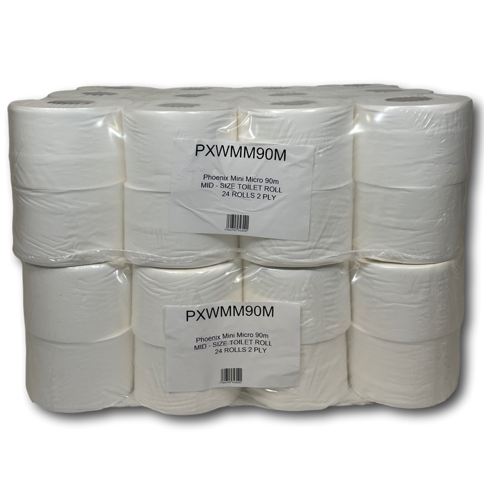 Phoenix Mini Micro Toilet Roll 90m 2 Ply 1 x 48 Rolls (25,392 sheets)