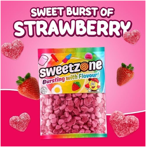 Sweetzone Fizzy Strawberry Hearts 1kg