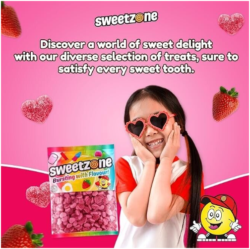 Sweetzone Fizzy Strawberry Hearts 1kg