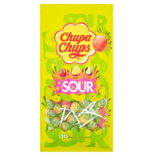 Chupa Chups Sour 120 Assorted Flavour Sour Lollipops 1.4kg