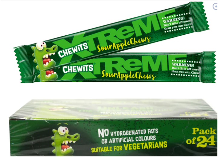 Chewits Xtreme Extremely Sour Apple Chews Packs 34g