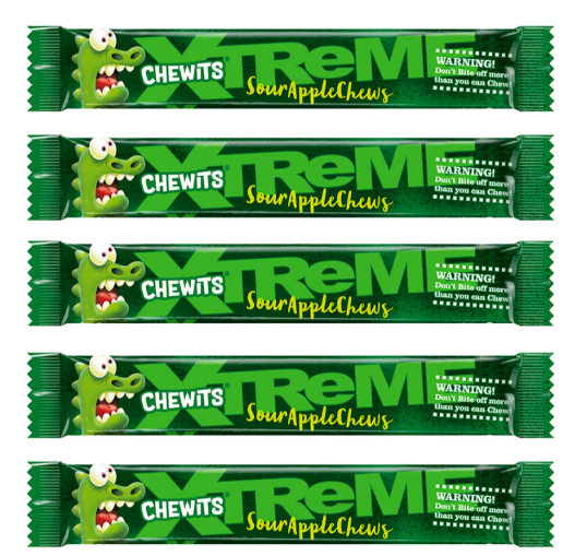 Chewits Xtreme Extremely Sour Apple Chews Packs 34g