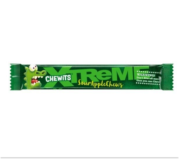 Chewits Xtreme Extremely Sour Apple Chews Packs 34g