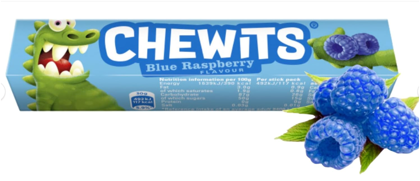 Chewits Blue Raspberry Flavour Stick Pack 30g