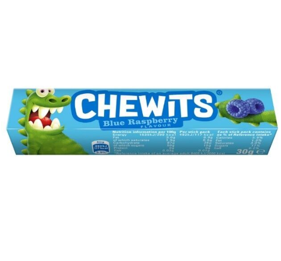 Chewits Blue Raspberry Flavour Stick Pack 30g