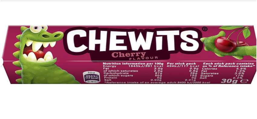 Chewits Cherry Flavour Stick Pack 30g