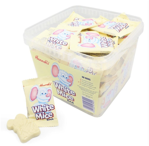 Hannah's White Chocolate Mice Tub 600g