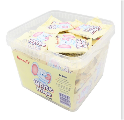 Hannah's White Chocolate Mice Tub 600g