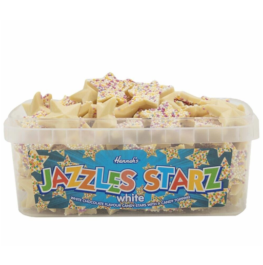 Hannah's White Chocolate Jazzles Starz Tub 600g