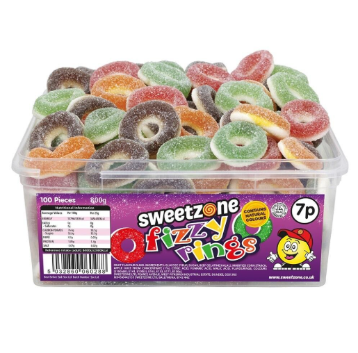 Sweetzone Fizzy Rings Tub 800g