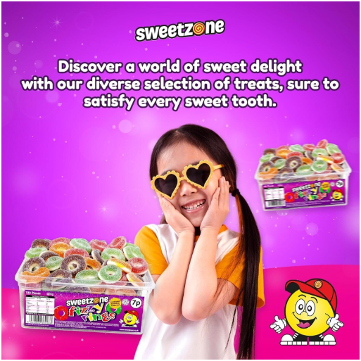 Sweetzone Fizzy Rings Tub 800g