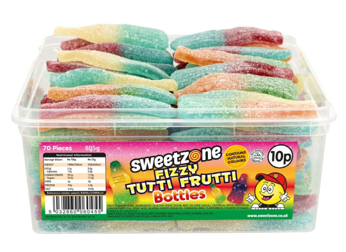 Sweetzone Fizzy Tutti Frutti Bottles Tub 805g