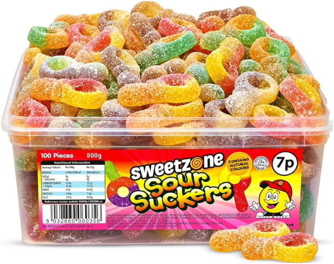 Sweetzone Sour Suckers Tub 800g