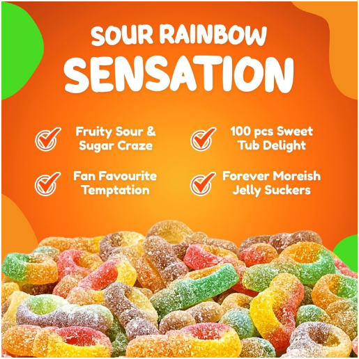 Sweetzone Sour Suckers Tub 800g