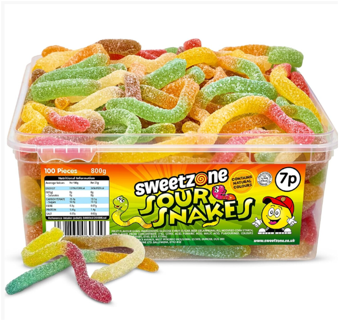 Sweetzone Sour Snakes Tub 800g