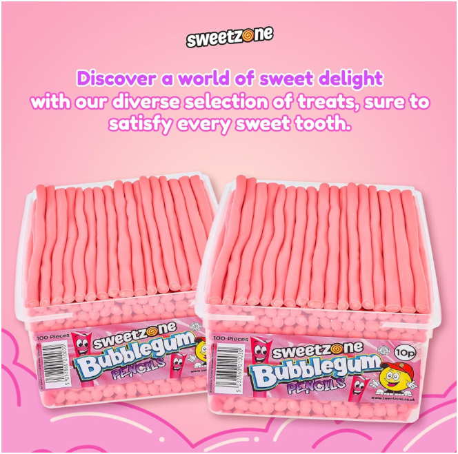 Sweetzone Bubblegum Pencils tub